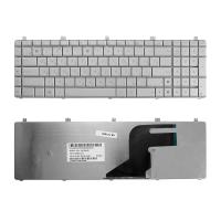 RU Клавиатура для ноутбука Asus N55, N55S, N75, N75S, X5QS Series. Плоский Enter. Серебристая, без рамки. PN: AENJ5700030