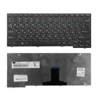RU Клавиатура для ноутбука Lenovo IdeaPad S100, S110, S10-3, S10-3S Series. Плоский Enter. Черная, с серой рамкой. PN: 25-010089.